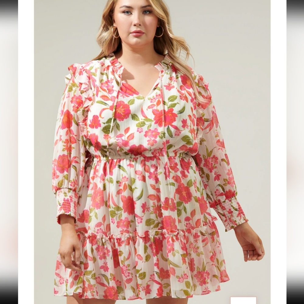 New Sugarlips Floral Ruffle‎ Chiffon Dress 1X